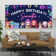Kpop Demon Hunter Birthday Banner Kpop Wall Backdrop Kpop Anime Party Decor Huntrix Saja Boys Birthd