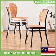 Nordic plastic dining chair rattan chair home stackable thickened simple backrest plastic chair