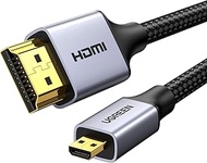 UGREEN 4K Micro HDMI to HDMI Cable Adapter, Braided Micro HDMI Cable 4K 60Hz Support HDR 3D ARC 18Gbps Compatible with Hero 7 Black Hero 6 5 4 Sony A6000 A6300 Camera Nikon B500 Yoga 3 Pro 2M