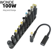 WONDE Notebook Charge Connector, 5.5x2.5mm Type C To Universal Laptop Charger Adapter, 10 Mains Plug