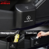 Mercedes Benz Car Trash Can Hanging Flip Lid Dustbin Pressing Type Storage Box Organizer Car Accessories For W207 W211 W205 W212 W204 W220 W206 W124 W213 W218 W222