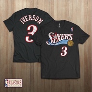 HITAM T SHIRT Basketball SHIRT  HARDWOOD CLASSIC PHILADELPHIA SIXERS 3rd ALLEN IVERSON BlackS-5XL