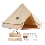 SucceBuy Canvas Bell Tent 4 Seasons 4 m/13.12 ft Yurt Tent Canvas Tent for Camping with Stove Jack B