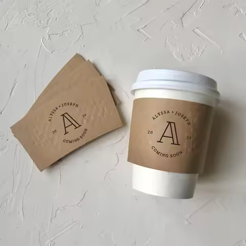Personalized Disposable Paper Coffee Cup Sleeve for Wedding Custom 20-100ps Heat Insulation Drinks C