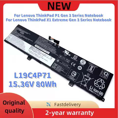 New L19C4P71 80Wh Laptop Battery For Lenovo ThinkPad P1 Gen 3 Series L19M4P71 L19L4P71 5B10X19048 5B