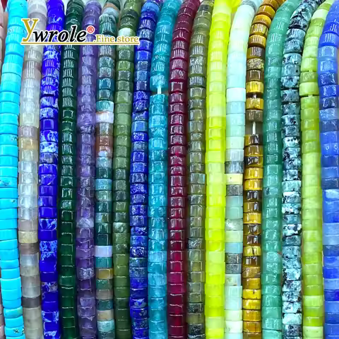 Rondelle 2x4MM Natural Stone Agate Jasper Labradorite Flat Loose Spacer Beads for Jewelry Making Diy