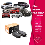 Nissan Rear Disc Brake Pad X-Trail T32L X-Trail Teana J32 L33 Serena C26 Sylphy B17 (Tan Chong) Auto