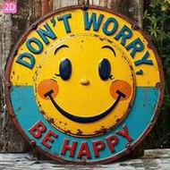 2D Plane, 1pc "Don't Worry! Be Happy!" Wall Art Logo - Featuring A Bright Yellow Happy Face And Bold