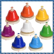 (CSID) Desk Bells 8 Notes Diatonic Metal Hand Bells Rainbow Music Bells Musical Learning Teaching Pe