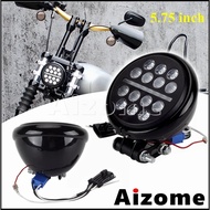 AI 5.75" LED Headlight Motorcycle DRL Headlamp Hi/Lo Beam Round Head Front Light For Harley Softail 