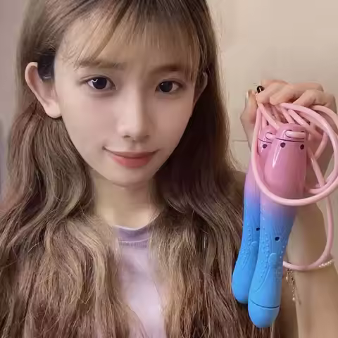 Non-slip Handle Counting Rope Skipping Contrast Color 2.8M Length Jump Rope with Counter Magnetic PV