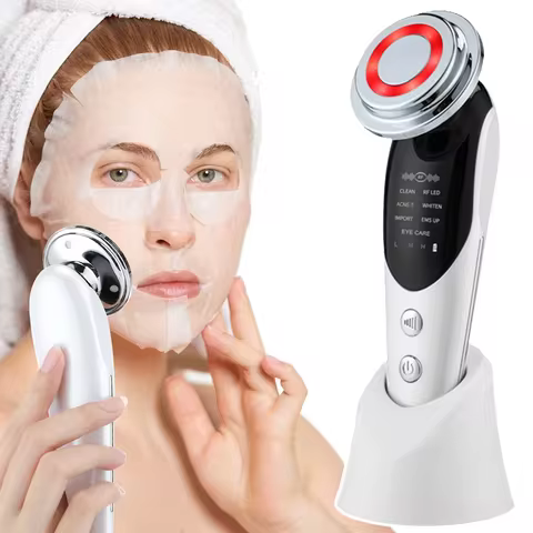 7-in-1 EMS Facial Massager Face Lifting Skin Whitening Deep Cleaning Essence Infusion Beauty Machine