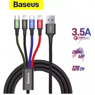Baseus 3.5A lightning micro usb type c 4-Head Charger Cord - For iphone samsung oppo