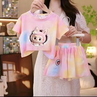 ALENA Quần Đùi Bé Gái Áo Thun Bé Gái Quần Dài Cho Bé Gái Bộ Đồ Quần Short Labubu Mùa Hè Cho Bé Gái Q