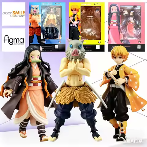 Max Factory Figma 4in1 Demon Slayer DX Set Tanjiro Nezuko Zenitsu Inosuke Water Fire Thunder Beast E