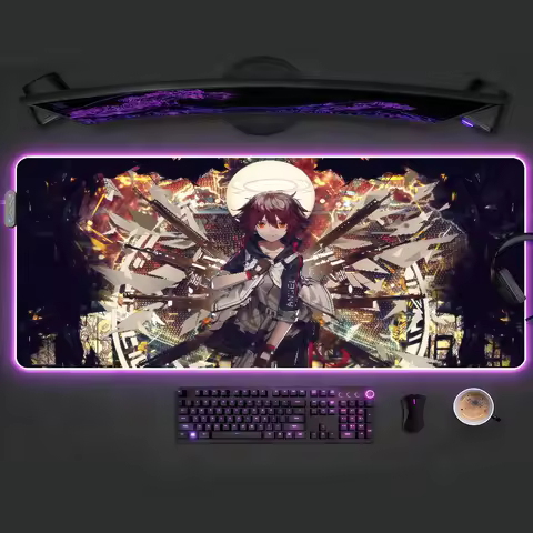 Exusiai Arknights Mouse Pad RGB LED Non-slip Desk Mat Rubber Gaming Accessories Large XXL Computer O