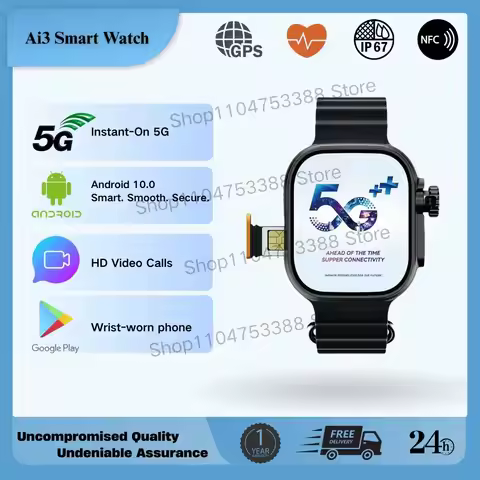 8GB + 128GB Ultra Ai3 Smartwatch Men Women 4G SIM card Wifi Cellular GPS NFC Ultra 9 Android 10 180°
