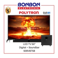 LAR -222 Polytron LED Digital TV 50 Inch PLD 50BV8758 + Soundbar