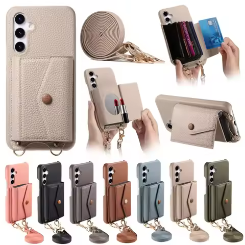 PU Leather Wallet Card Holder Crossbody Lanyard Case For Samsung A56 A36 A26 A16 A55 A35 A54 A34 A14