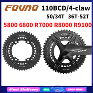 FOVNO 110BCD 50/34T 110bcd จานจักรยานเสือหมอบ4-Claw ดิสก์เกียร์ความเร็วคู่สำหรับ SHIMANO 5800 6800 R7000 R8000 R9100 7-12Seed อุปกรณ์เสริมข้อเหวี่ยง