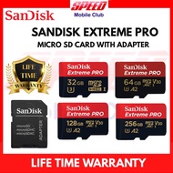 SanDisk Extreme Pro MicroSD Card With Adapter 256GB | 128GB | 64GB | 32GB | Life Time Warranty