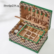 Vintage Jewelry Box Checkerboard High-End Jewellery Organiser Jewelry Gold Wedding Gift Jewellery Bo