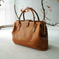 尋寶復古古董包-Nina Ricci焦糖棕柔軟皮革手提醫生包