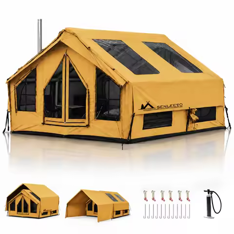 SENLEETO Large Inflatable Camping Tent 6-8 Person for Family with Waterproof Canopy/Rain fly,4 Seaso
