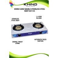 Khind GC7125 Gas Stove - 2 Hob Double Burner, Stainless Steel Body, Cyclone Brass Burners