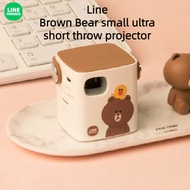 Line Brown Bear Cartoon Small Ultra Short Throw Projector Home HD Mini Wireless Bluetooth ultra short focus projector Portable whiteboard remote control