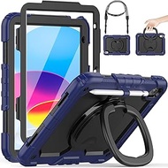 HXCASEAC Case for iPad A16 11th/10th Generation, Full Body Protective with 360 Degree Rotating Handl
