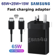 ORIGINAL 65W SAMSUNG S24 S23 S22 ULTRA,Z Fold 5,POWER ADAPTER TRIOUSB-C 2 Ports USB-A Fast Charger S