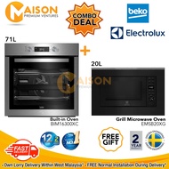 [Combo] Beko Built-in Oven 71Litres BIM16300XC + Electrolux Built-in Microwave with Grill 20L EMSB20