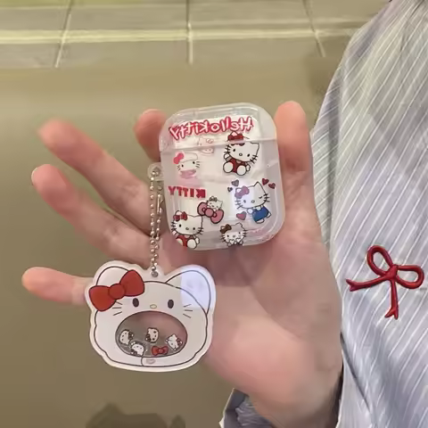 Hello Kitty For Airpods Case,Transparent Shockproof Protetive Earphone Cover For Airpods Pro 2 Case 