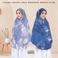 Bidang 60 / 5XL Khimar Labuh Berdagu Moscrepe Corak Awning Scuba / Tudung Sarung Labuh