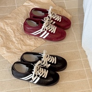 K KG2Y Red German Training Shoes Women Autumn New Style Genuine Leather Retro All-Match Lace-Up Gian