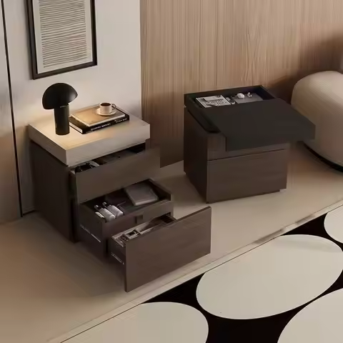 Solid Wood Bedside Cabinet Multifunctional Hidden Compartment Minimalist Bedside Table Hidden Storag