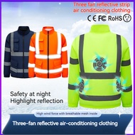 Summer Reflective Strip Air Conditioning Clothing Jacket Fan Clothes 3 Fan Safety Work Clothes Refle