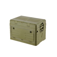【AOTTO】76L戶外露營翻蓋雙層收納折疊箱-軍綠色