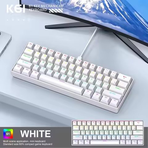 APAYADO K61 Keyboard 60% Portable Wired Mechanical Keyboard Wired 61 Keys Phantom RGB
