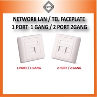 RJ45 Faceplate CAT6 CAT5e Tel Keystone 1 Port 1 Gang Single Port 2 Port 2 Gang Double Port Data Wall