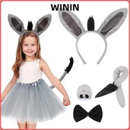 WININ 4PCS Donkey Headband, Bow Tie Tail Nose Donkey Costume Set, Fashion Animal Funny Donkey Ears H