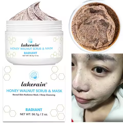 Facial Scrub & Face Exfoliator - Spa Quality Exfoliating Mask with Manuka Honey Plus Walnut for Blac