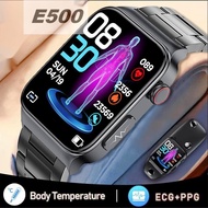 E500 Blood Glucose Smart Watch Men ECG Monitor Blood Pressure Body Temperature Smartwatch IP68 Waterproof Fitness Tracker For Huawei/Xiaomi/Apple