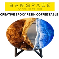 Epoxy Resin Coffee Sofa Side Solid Wood Slab Dining Study Table