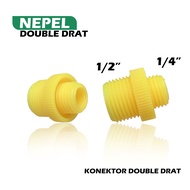 Nepel Drat Ganda Double 14mm Ke 18 Mm Kuning Untuk Sambungan Selang Elektrik - Hex Nipple Double Drat Jantan 18 Mm X 1/4" Neple Nipple Pompa Dc Plastik