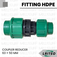 LRITEO Brand HDPE Reducer Coupler Fitting Size 63 x 50 MM HDPE Pipe Connection