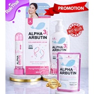 Mixing SET 3pcs Alpha Arbutin 3+ Collagen Body lotion Whitening capsule Collagen Serum 45ml Skincare