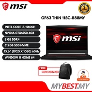 MSI THIN GF63 11SC-888MY /  GF63 11UD-840MY (I5-11400H, 8GB, 512GB SSD, GTX 1650 MaxQ 4GB, 15.6″ FHD 144Hz-W11H )