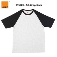 Oren Sport CT55 Cotton Baseball Tee - Ash Grey/Black